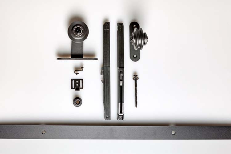 Porte coulissante simple complète Black 93x211,5cm + rail noir antique