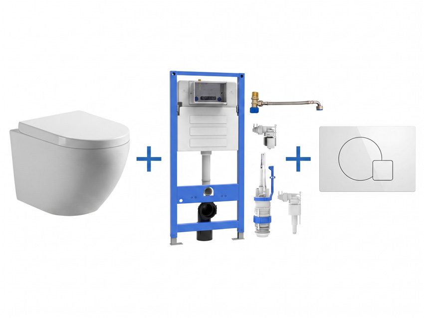 Toiletset Gary wit inclusief WC-bril softclose + inbouwreservoir Madison + drukplaat wit