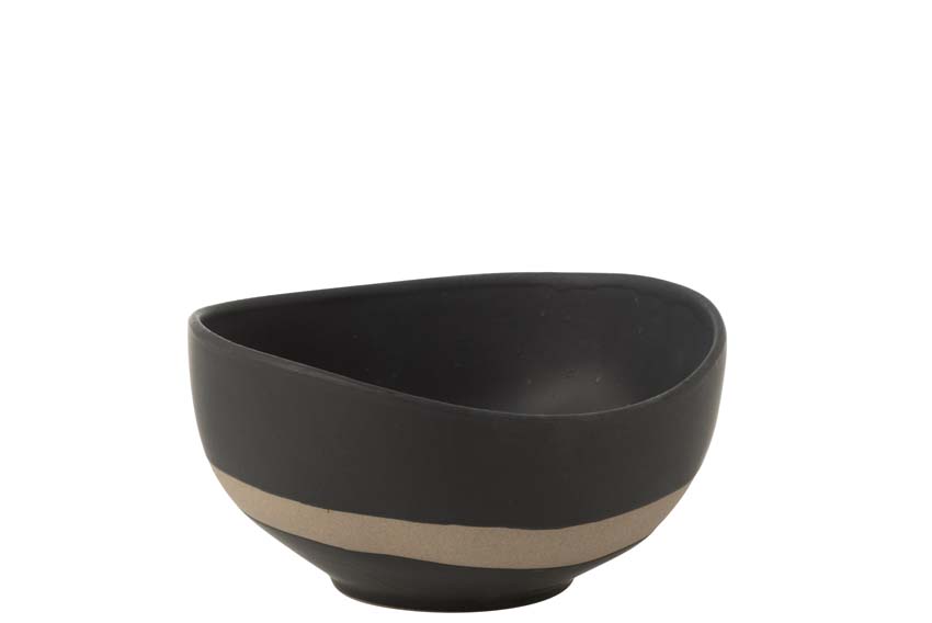Kom keramiek zwart/taupe 16cm