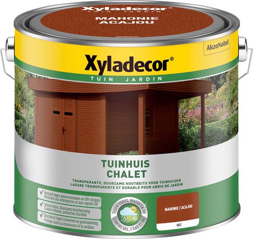 Houtbeits tuinhuis Xyladecor mahonie 2,5L