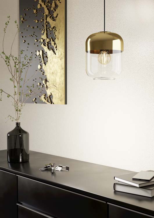 Hanglamp Mary 1xE27 40W goud/klaar glas