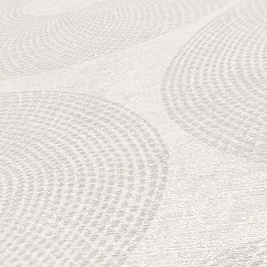 Vinyl op vliesbehang cirkel zilver/wit 0,53x10m