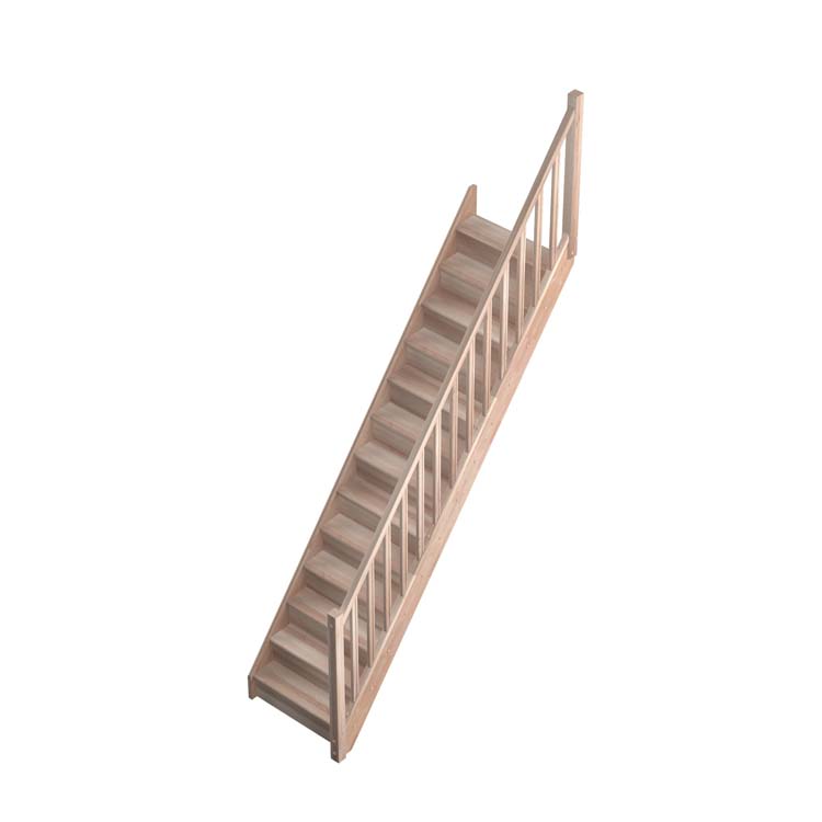 Escalier fermé hêtre Hamburg droit 280x80cm avec rampe