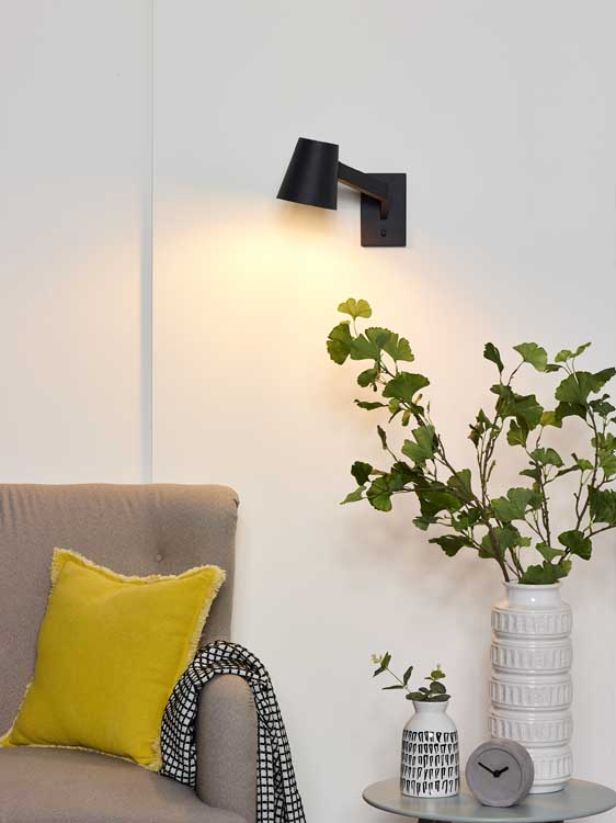Lucide MIZUKO - Wandlamp - E14 - Zwart