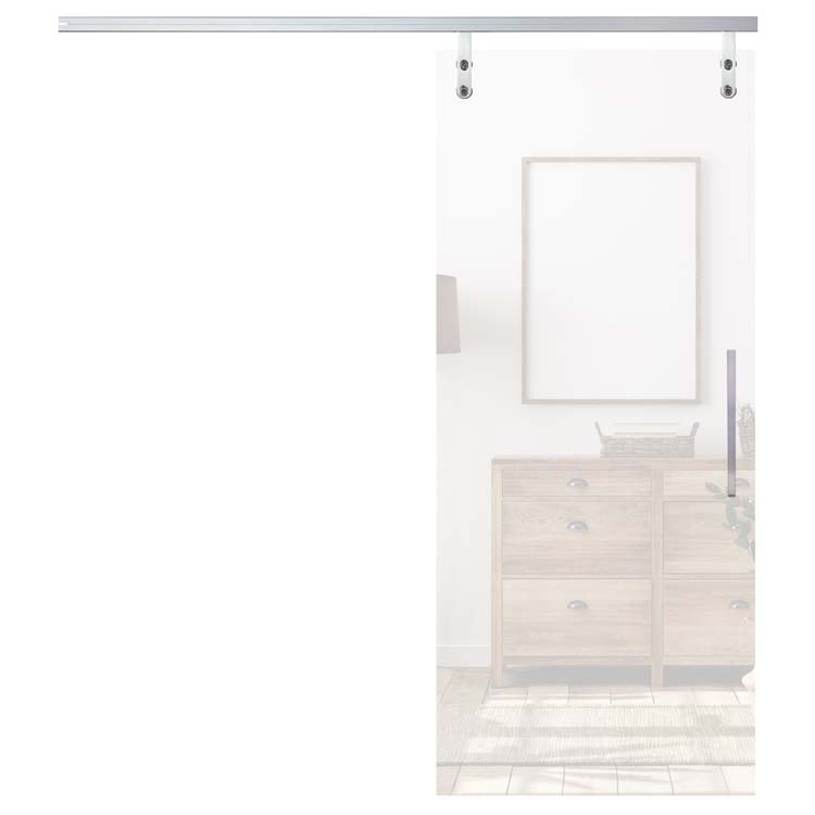 Porte coulissante simple en verre Sky Night verre mat 93x215cm - rail aluminium - tirant carrée