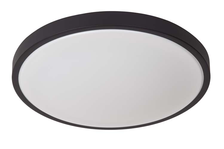 Lucide DASHER - Plafonnière Badkamer - Ø41cm - 24W 2700K - Zwart