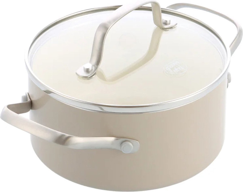 Casserole avec couvercle crème Ø16cm avec revêtement antiadhésif sans PFAS