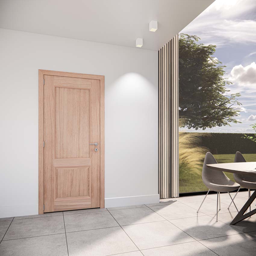 Porte intérieure complète Chambord placage chêne 201,5x73cm bois massif réversible + châssis 16,5cm