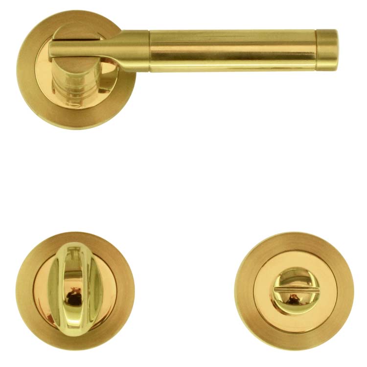 Poignée de porte catania cuivre mat+cuivre avec serrure toilette
