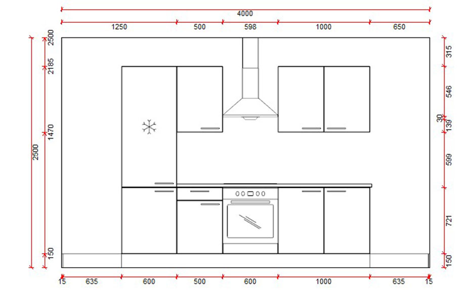 Keuken Premium 3A wit 270cm - voorgemonteerd - met toestellen - vitrokeramische kookplaat en inox wanddampkap