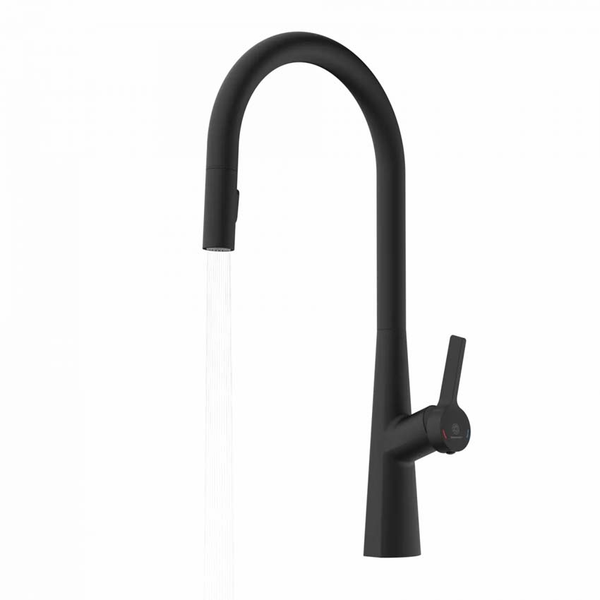 Robinet de cuisine Wasserwerk WK 9 Sphere noir mat avec bec extractible