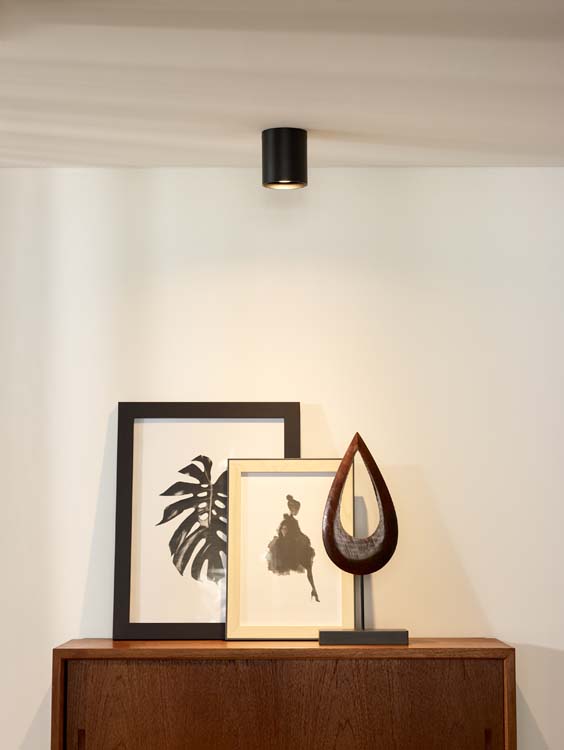 Plafonnier - noir - Ø8cm - dimmable - GU10 - 35W