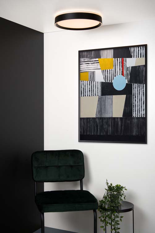 Lucide NURIA - Plafonnier - Ø 40 cm - LED Dim. - 1x24W 2700K - 3 StepDim - Noir