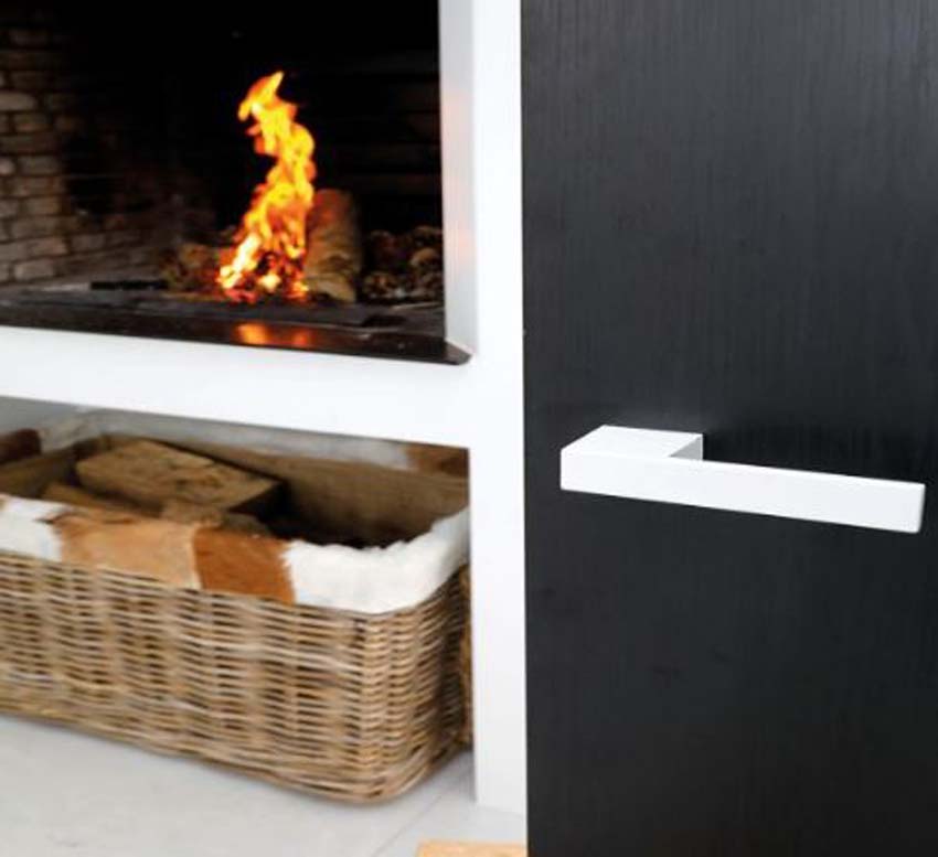 Deurkruk pro X-treme wit structuur rond complete set met rozetten en sleutelplaat