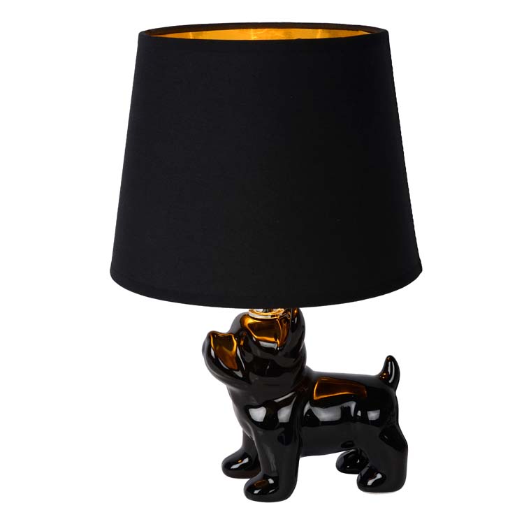 Lampe de table noir chien h31.5cm excl lampe LED possible