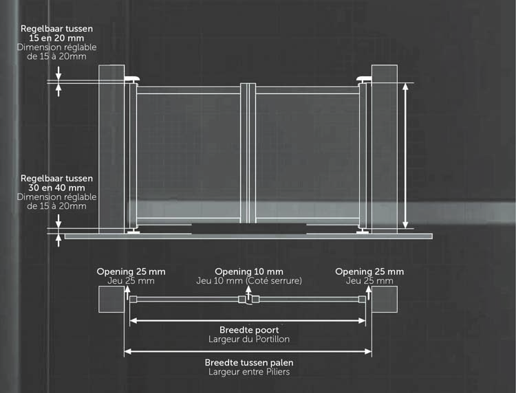 Dubbele draaipoort Havana aluminium zwart 300x175cm - met horizontale lamellen, inclusief beslag