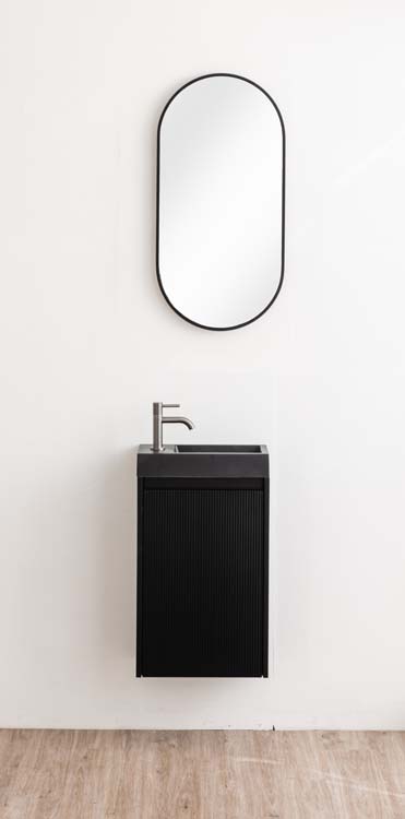 Meuble de toilette Windsor2 noir lavabo noir mat 60x40x22cm
