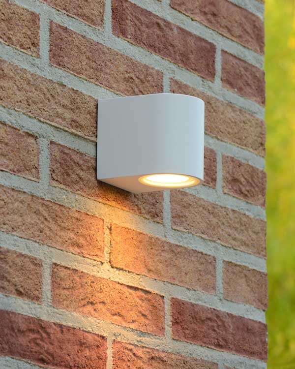 Lucide ZORA-LED - Spot mural Extérieur - LED Dim. - GU10 - 1x5W 3000K - IP44 - Blanc