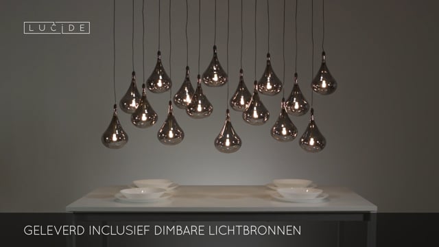 Lucide TEARS - Hanglamp - LED Dimb. - G4 - 16x1,5W 3000K - Zwart Lucide TEARS - Hanglamp - LED Dimb. - G4 - 16x1,5W 3000K - Zwart