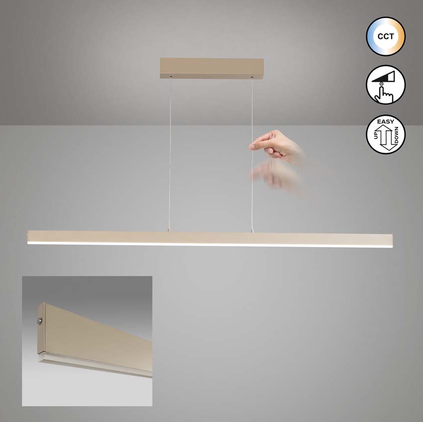 Hanglamp Easy Lift - Zand - 115cm - Dimbaar - 1x22W - 4000K