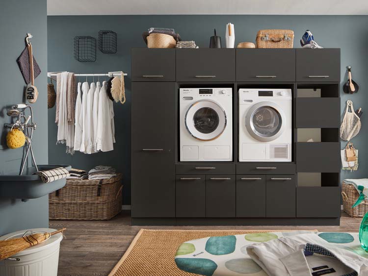 Wasmachine kast Decowash set 17 antraciet 235x67,5x200cm