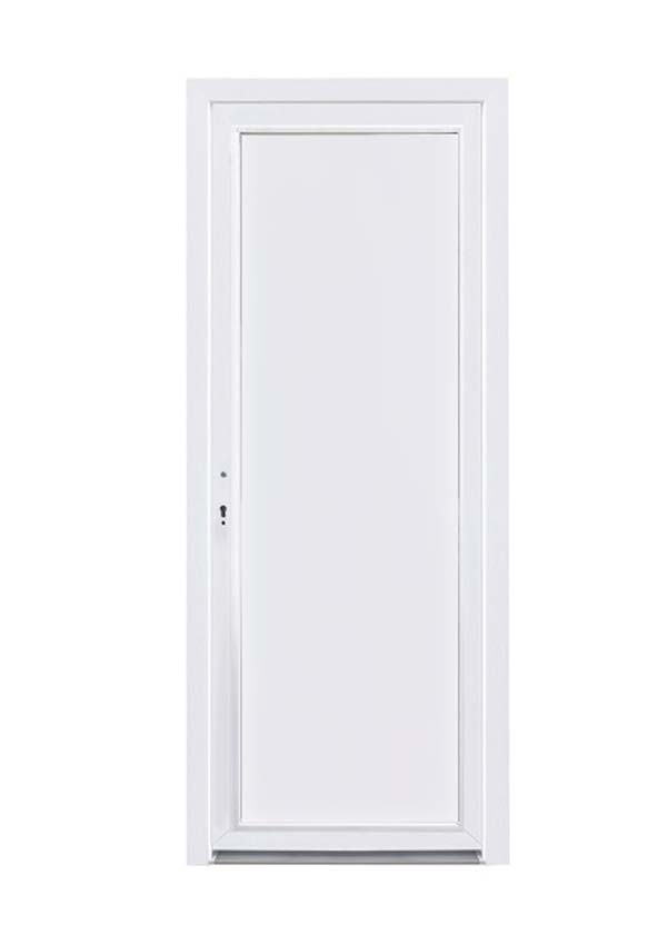 Buitendeur vlak paneel PVC zwart/wit 980x2180mm rechtstrekkend