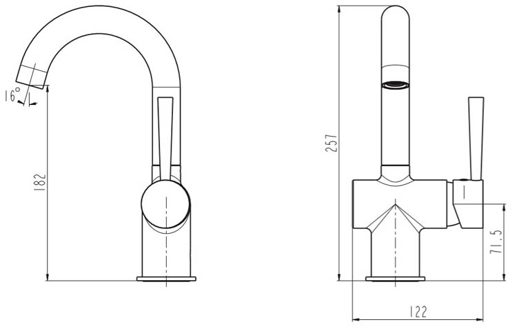 Robinet de lavabo Charlotte avec poignée latérale chrome