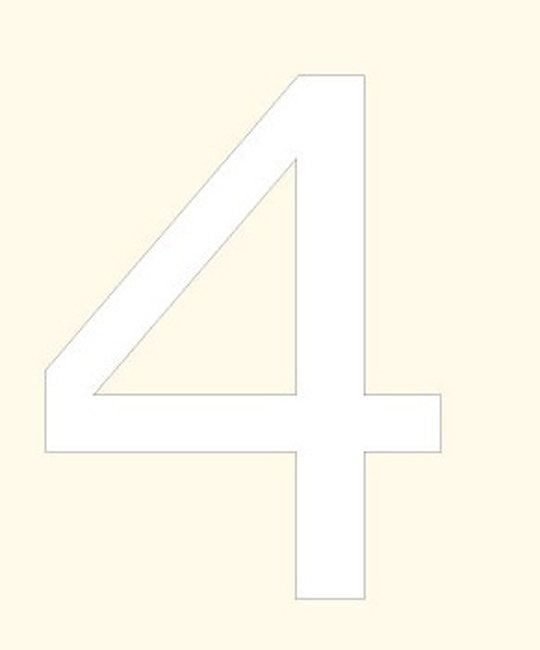 Numéro de maison 4 blanc 10cm avec bande adhésive