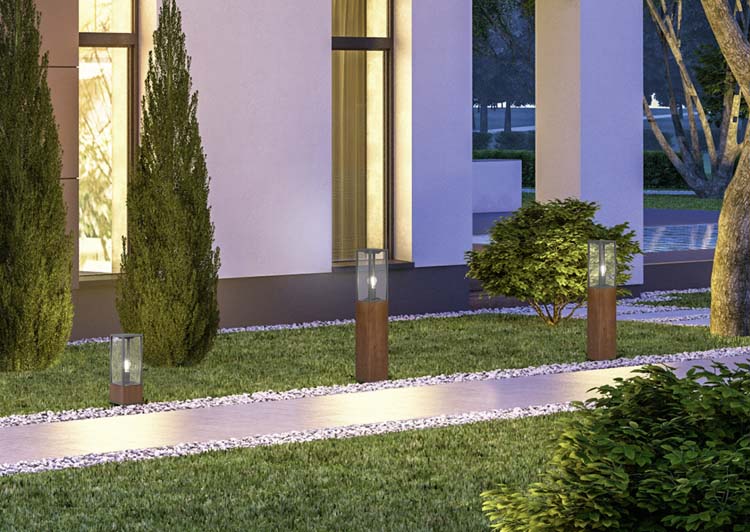 Eclairage extérieur poteau bois anthracite H40cm E27 lampe excl. IP54