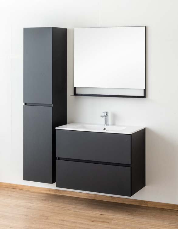 Meuble salle de bain Puro noir mat 900mm lavabo brillant Meuble salle de bain Puro noir mat 900mm lavabo brillant