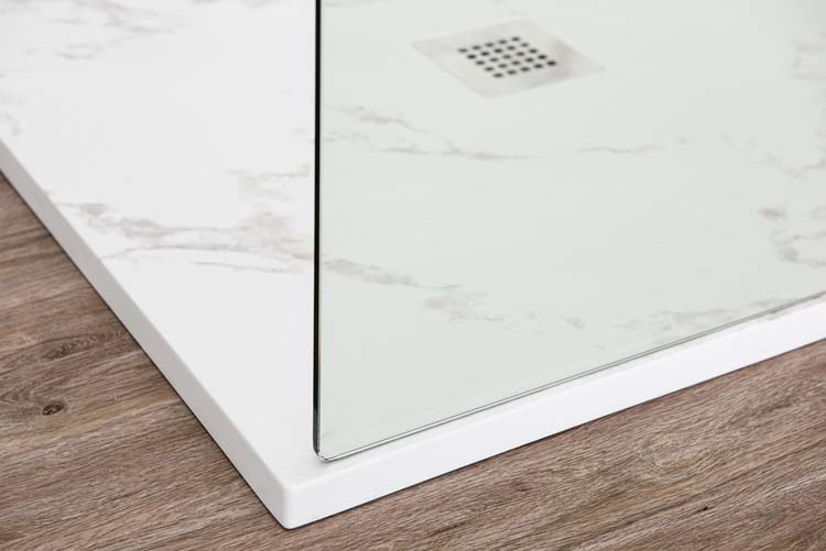 Douchebak Minimalism composiet met gelcoat marmerlook 90x90cm