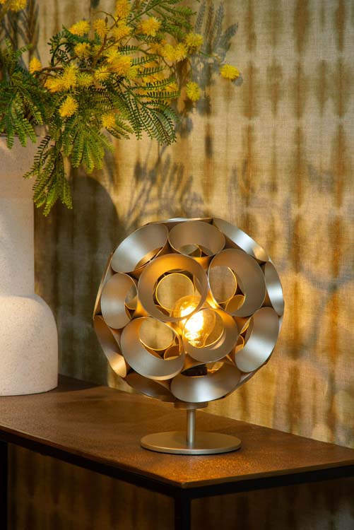 Lucide HANNELORE - Lampe de table - Ø 25 cm - 1xE27 - Or Mat / Laiton
