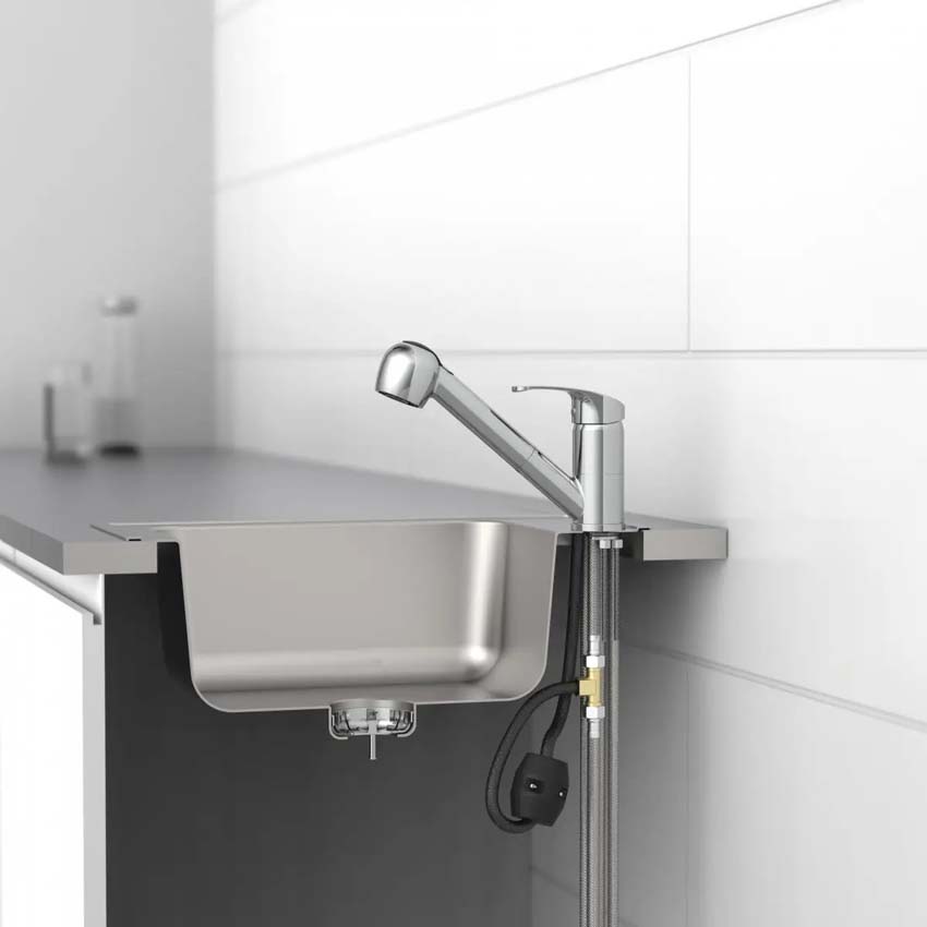 Keukenkraan Diana chroom lage druk met uittrekbare uitloop