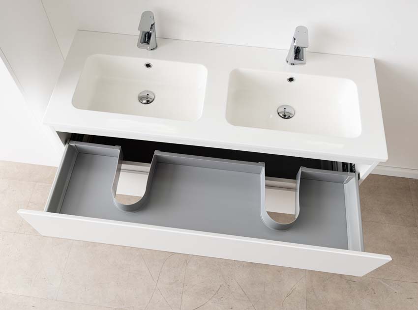 Badkamermeubel Tibo wit met dubbele wastafel glanzend wit 120cm