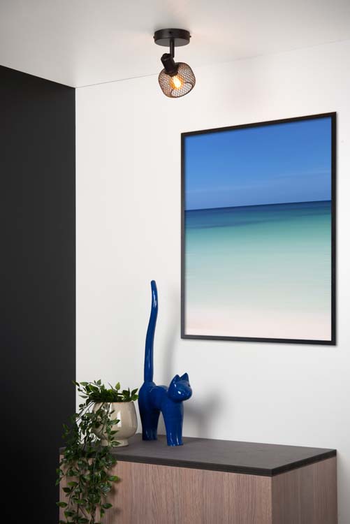 Plafondlamp - zwart - 10x14,5x14cm - dimbaar - E14 - 25W