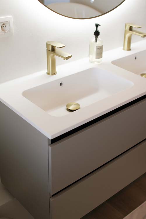 Wastafelkraan Miley edge brushed gold