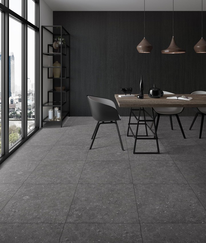 Carrelage de sol et mural Rochefort imitation pierre bleue anthracite 60x60cm