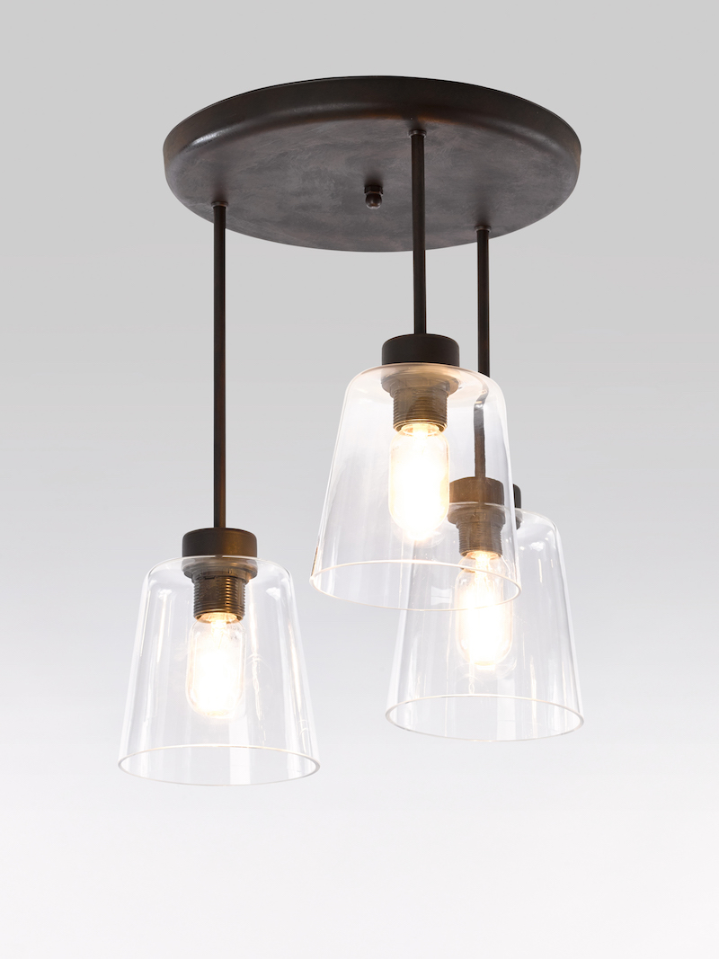 Plafonnier - Rond - Zwart/Glas - 3xE27 - max. 60W