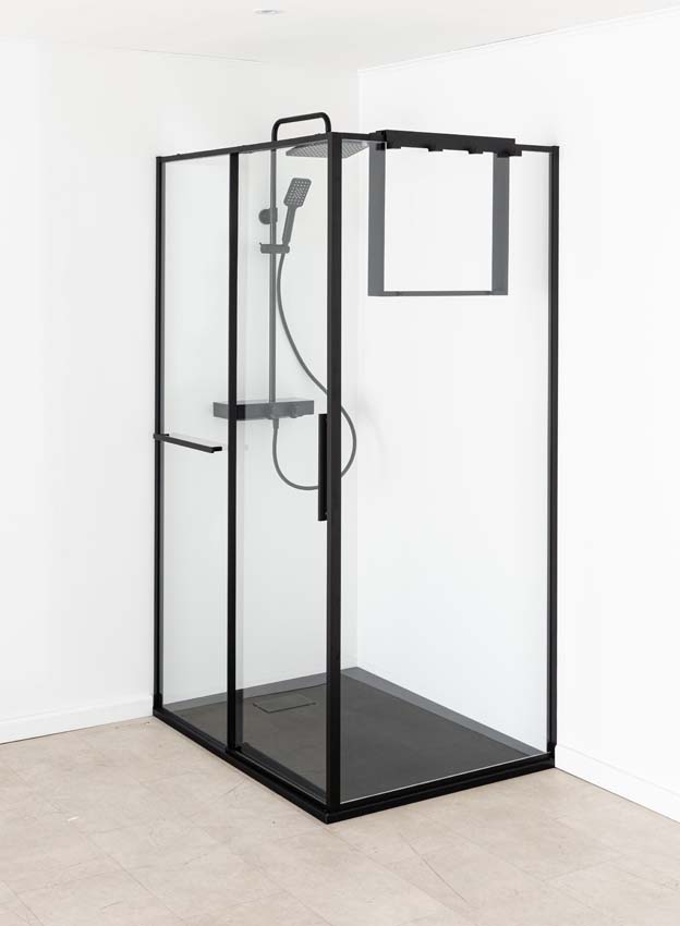 Porte de douche coulissante Ulani noir 118-120x200cm