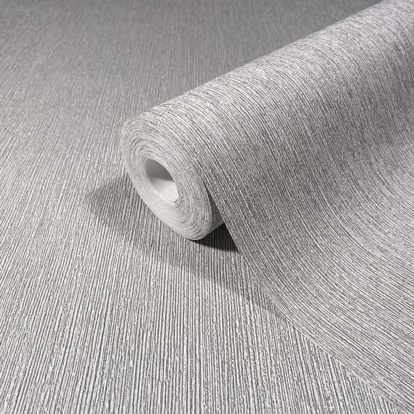Vinyle sur papier peint intissé uni à lignes gris 0,53x10m