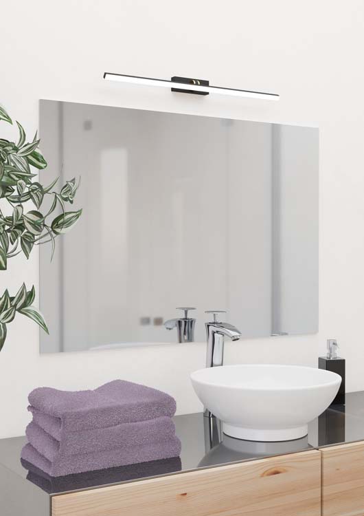 Eclairage salle de bain miroir noir-cuivre IP44 dimmable 3000-6500K
