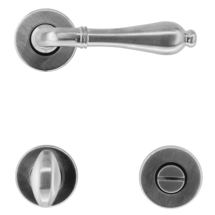Poignée de porte pescara look inox avec serrure toilette