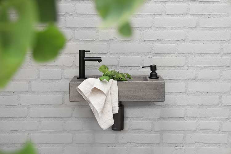 Set de lave mains Sara 42x18,5x9cm béton/noir