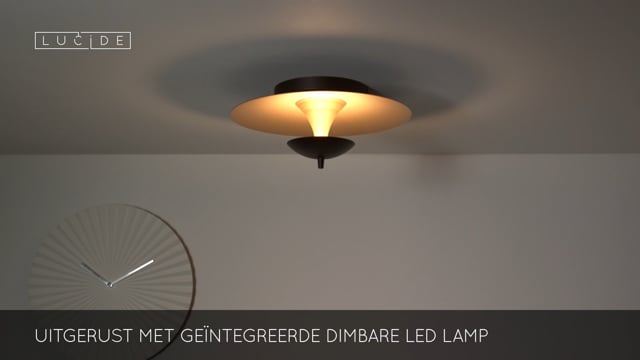 Lucide VULCAN - Plafonnière - Ø 35 cm - LED Dimb. - 1x9W 3000K - Zwart