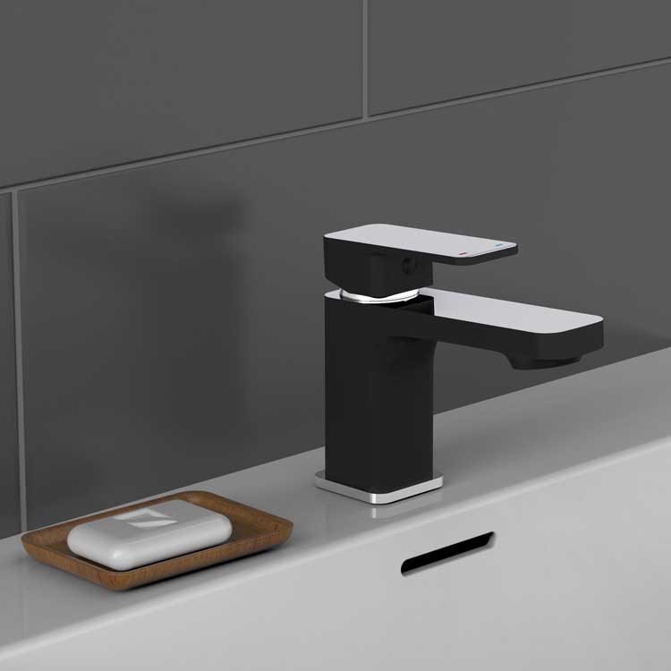 Robinet de lavabo Ferdy noir mat/chrome