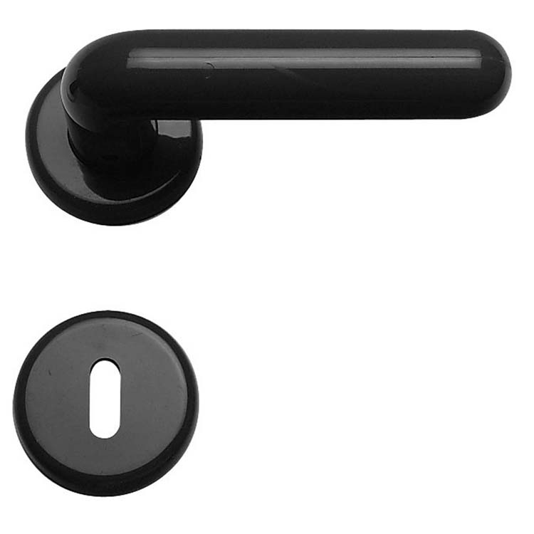 Poignée de porte padua noir rosace barbe