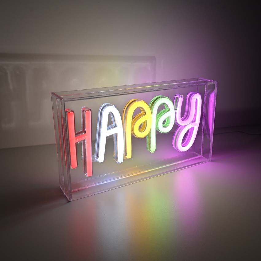 Lampe de table Neon Happy - multicolore - 23x4x12,7cm - LED - 1x6,5W - USB