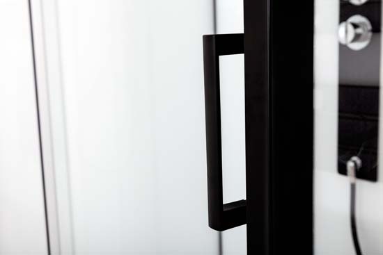 Douchecabine Penny thermostatisch links zwart/wit schuifdeur 115x85x218,5cm