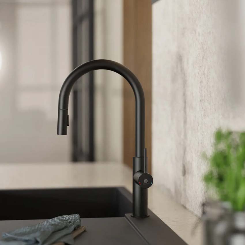 Robinet de cuisine Wasserwerk WK 13 Sphere noir mat avec bec extractible