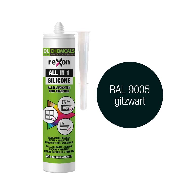 All-in 1 silicone 290ml RAL9005 noir foncé résistant à l'eau